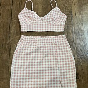 Plaid Pink 2 Piece Skirt & Crop Top Set